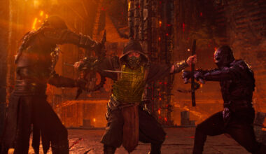 (L-R) Hiroyuki Sanada as Scorpion, and Joe Taslim as Bi-Han in New Line Cinema’s Mortal Kombat 2