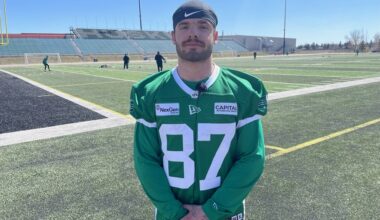 Daniel Wiebe in Saskatchewan Roughriders jersey #87