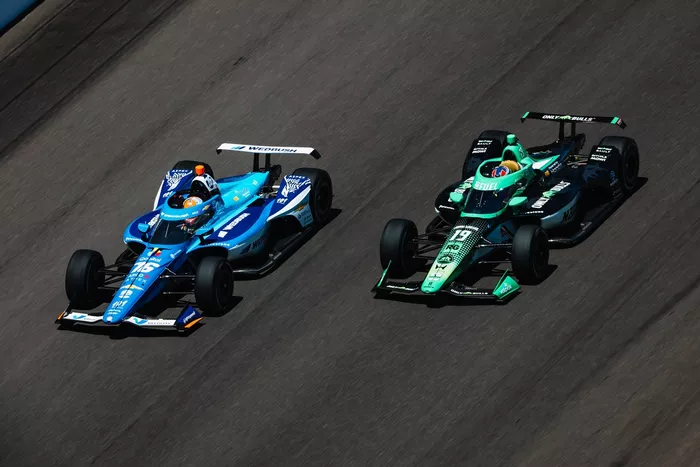 Rinus VeeKay, Juncos Hollinger Racing Chevrolet, Dennis Hauger, Dale Coyne Racing Honda