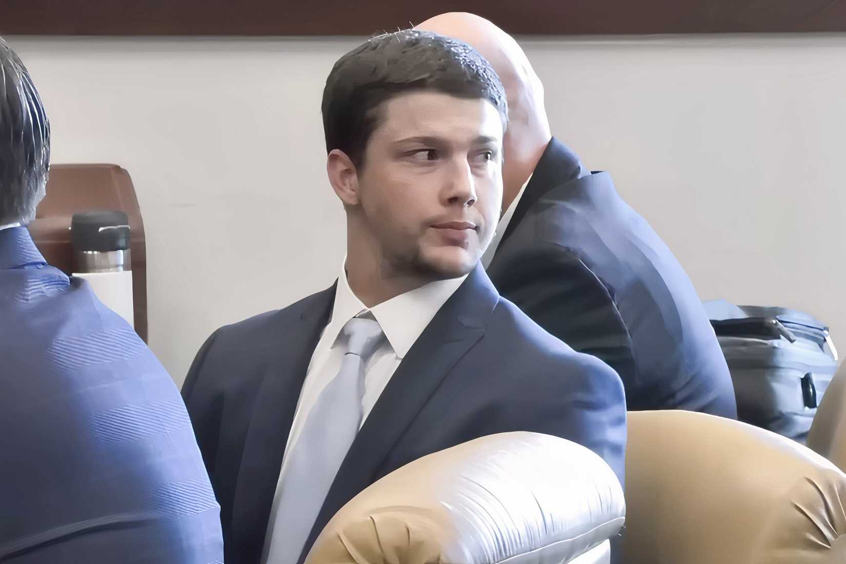 Ross Johnson sits in court during his trial connected to the 2023 death of Tyndall airman Dayvon Larry.