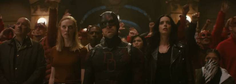 Daredevil stands with his supporters that stormed the courthouse