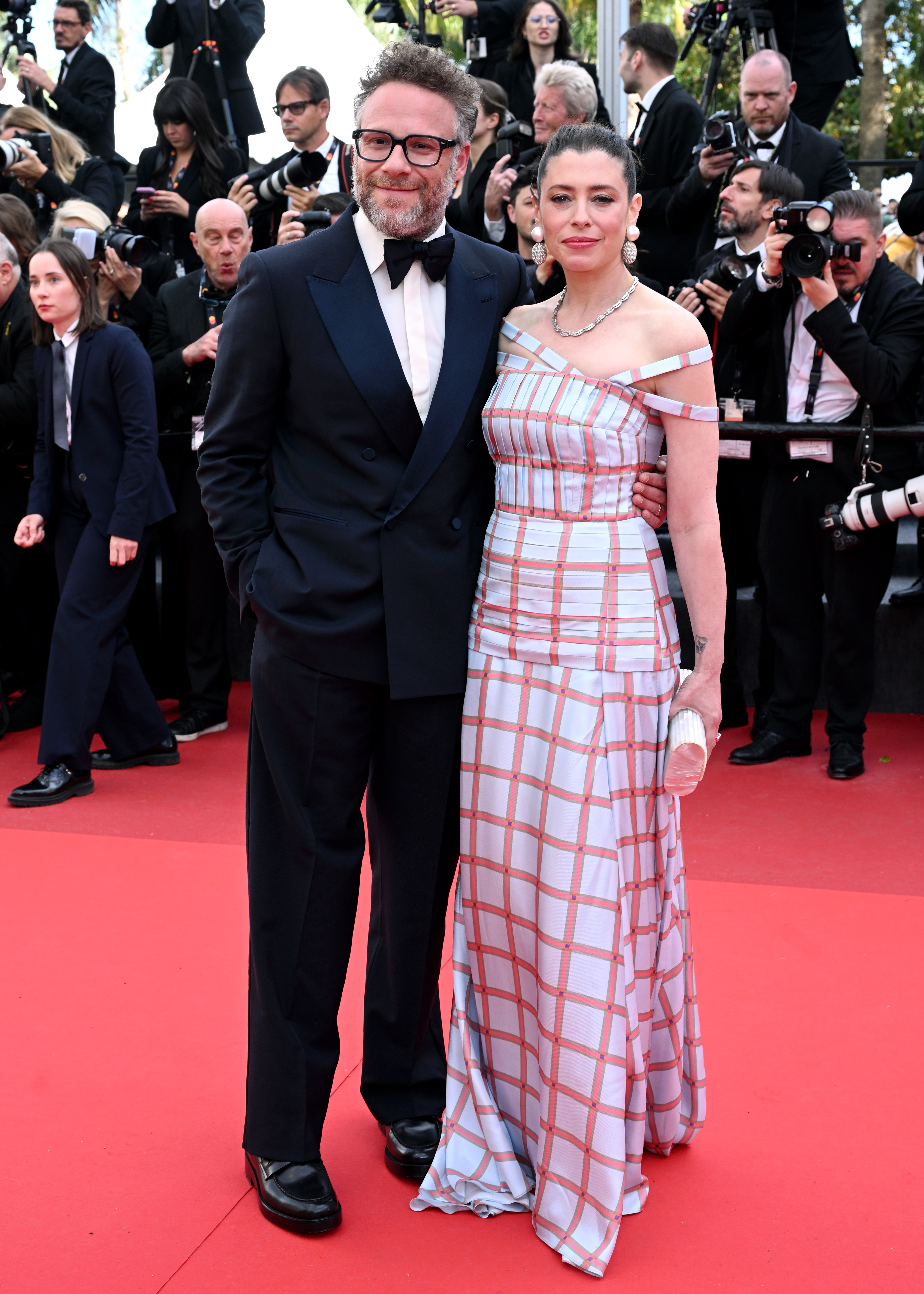 Seth Rogen and Lauren Miller Rogen attend the "Fatherland" screening during the 79th annual Cannes Film Festival at Palais des Festivals on May 14, 2026 in Cannes, France.