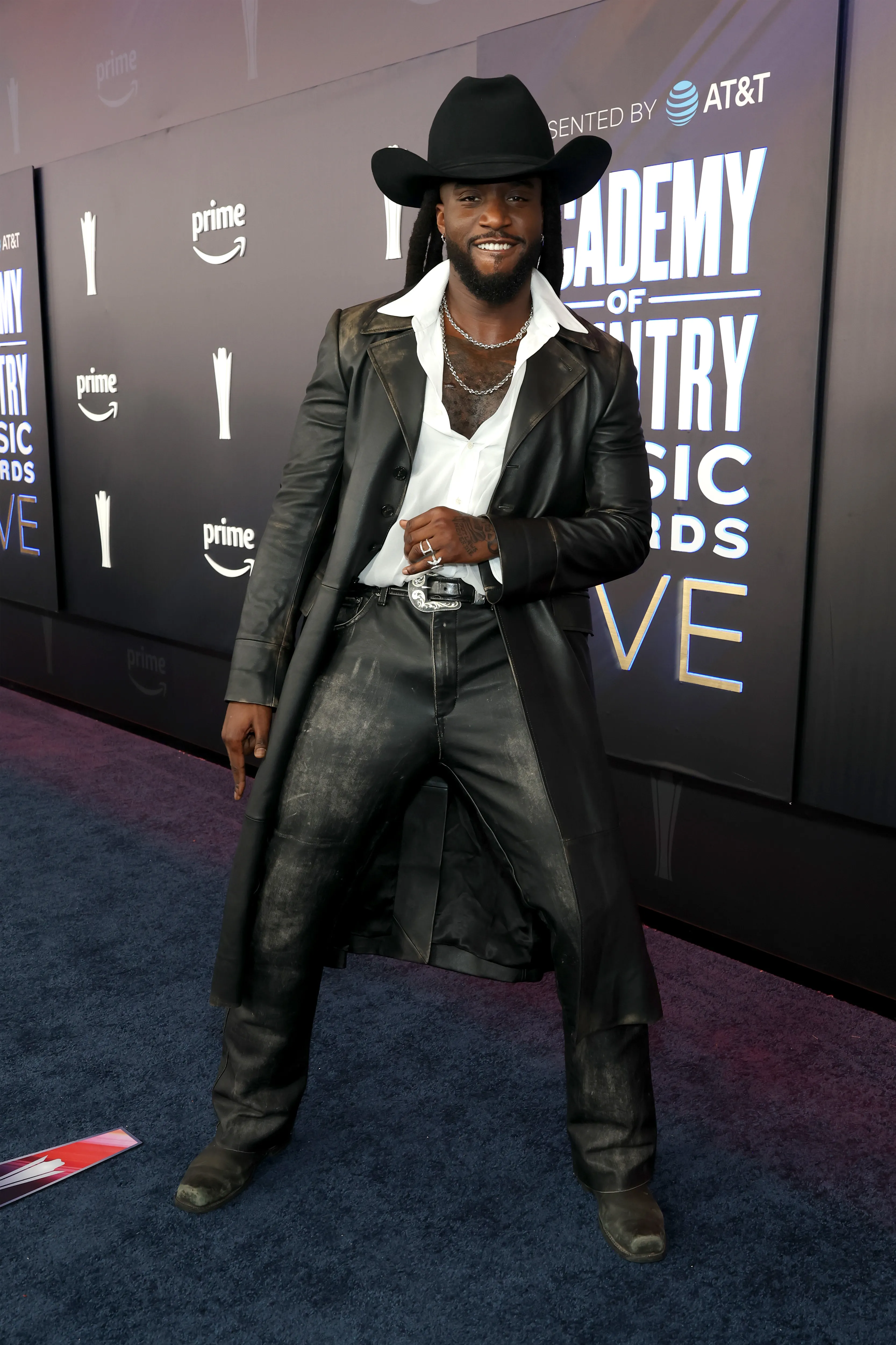 Shaboozey attends the 61st Academy of Country Music Awards at the MGM Grand Garden Arena in Las Vegas, Nevada 