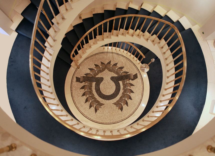 The interior staircase of the Christina O.