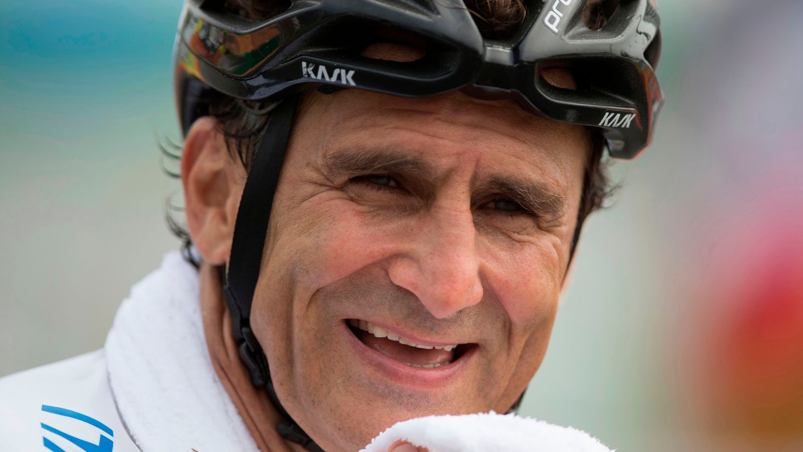 Alex Zanardi, smiles after winning the silver medal in the men's road race H5, during the 2016 Paralympics Games, in Rio de Janeiro, Brazil,