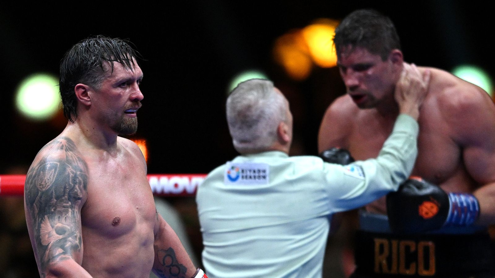 Oleksandr Usyk stops Rico Verhoeven in the 11th round of their WBC heavyweight title match in Egypt