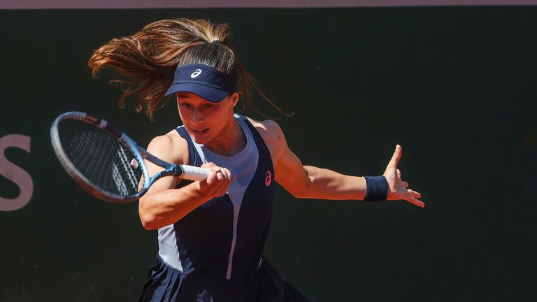 Zeynep Sönmez tripped over an advertising board at the French Open on Friday