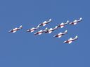 The Canadian Forces Snowbirds brought its precision and teamwork to the skies above Louise McKinney Riverfront Park, but was also visible from the east end of the city on Wednesday, July 30, 2025 in Edmonton . The group said in a social media post,