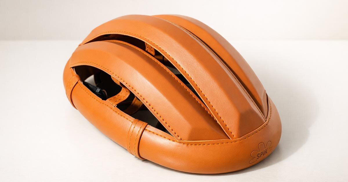 spin foldable helmet combines vintage cycling style with segmented geometry