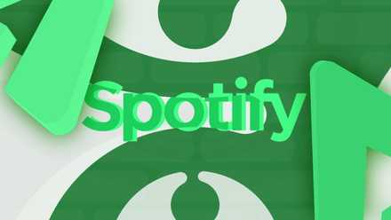 green spotify text on top of green and white patterned background