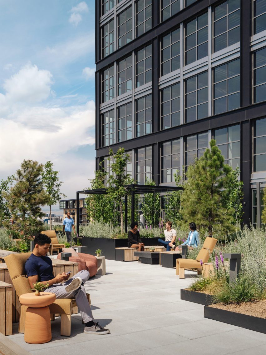 Rooftop at Steel House office block in Denver by Morris Adjmi Architects