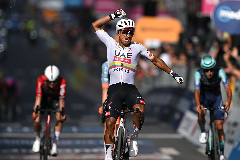 Jhonatan Narvaez of Ecuador and UAE Team Emirates - XRG celebrates at finish line as stage winner stage 4 of the Giro d'Italia