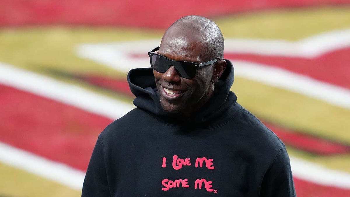 Terrell Owens standing on the field at Allegiant Stadium in Paradise, Nevada.