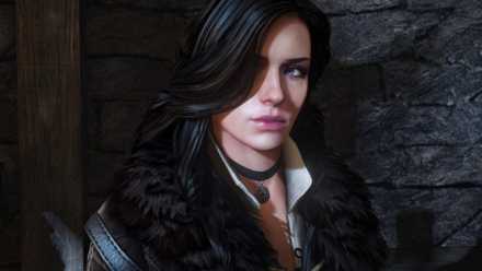 A screenshot from The Witcher 3 showing the raven-haired sorceress Yennifer