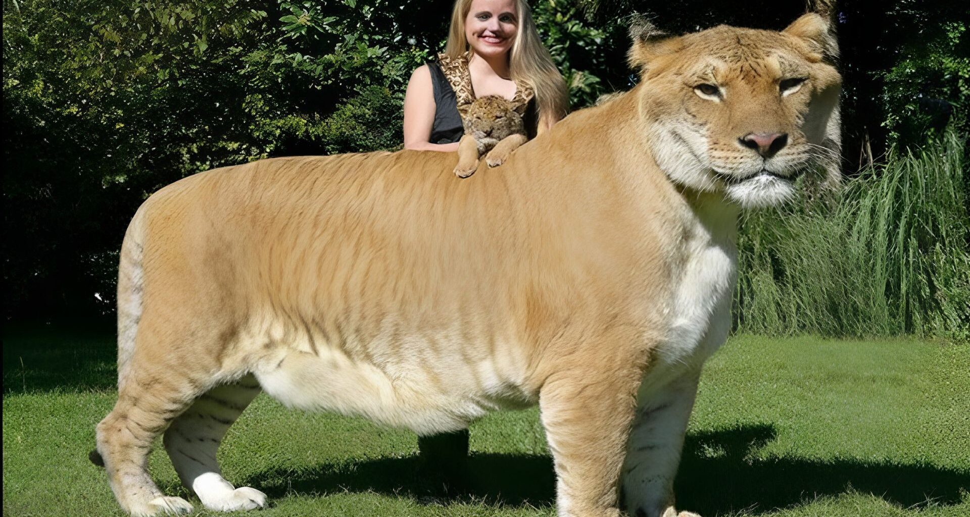 The world's largest living feline weighs 418 kg, is three meters long, and eats 13.6 kg of meat per day, and the liger Hercules only exists because the hybrid genetics between a lion and a tigress suppressed the two genes that would normally prevent any feline from growing beyond 300 kg.