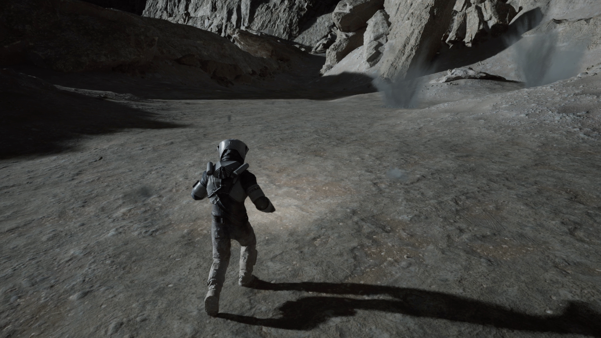 Screenshot from the video game Lunar Strike. An astronaut is exploring the Moon.