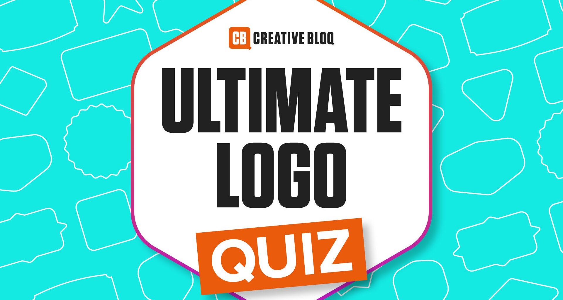 ultimate logo quiz text in a lozenge on a blue background