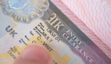 a close-up shot of a UK visa in someone's passport.