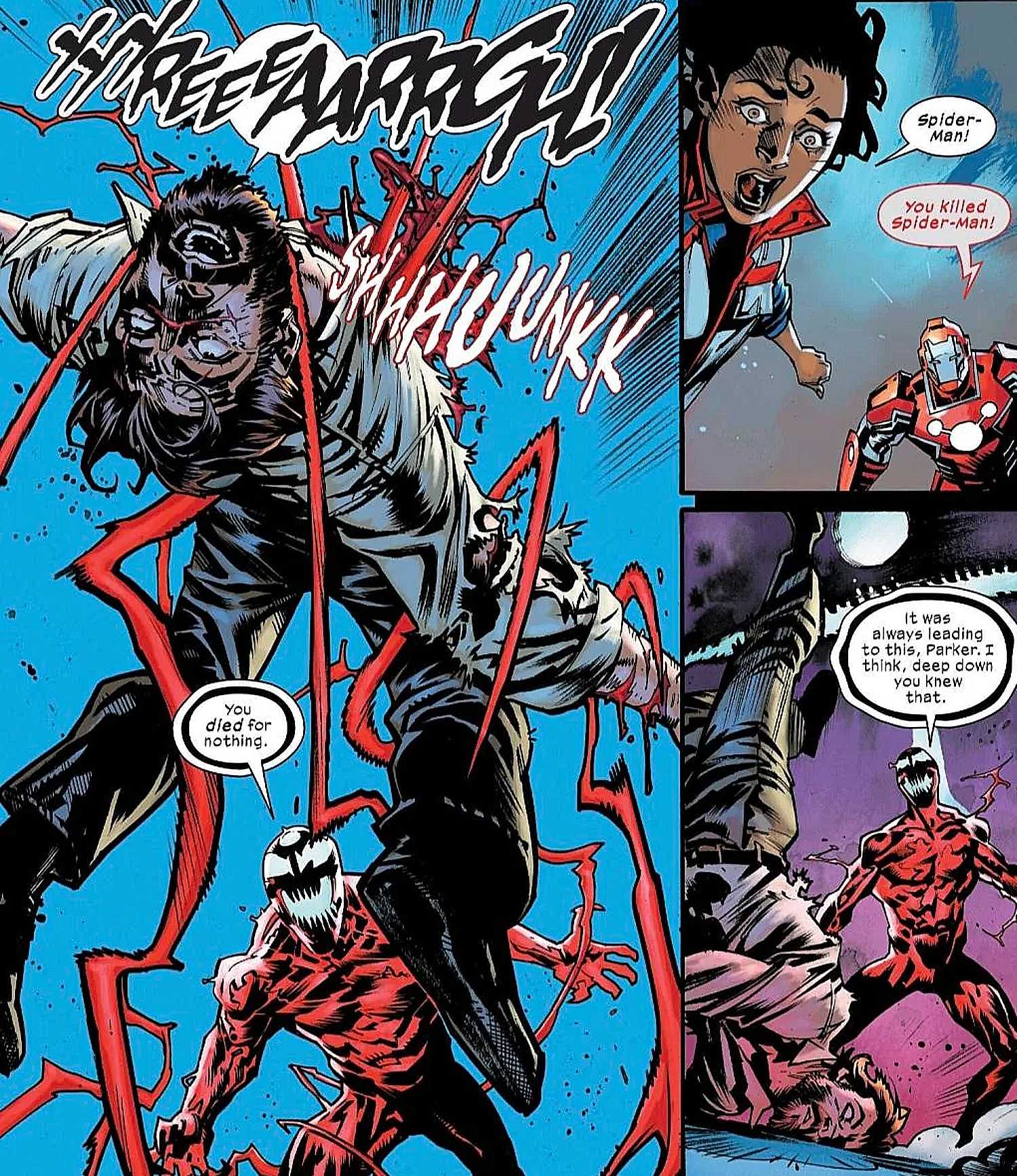 Ultimate Endgame #3, Carnage ruthlessly murders Peter