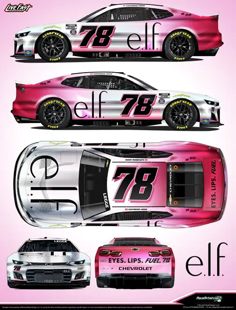 Katherine Legge's No. 78 e.l.f. Cosmetics Chevrolet that she'll run at Watkins Glen.