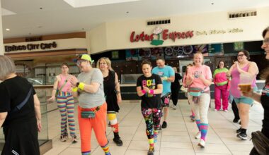 This flashy group of Portland mall-walkers puts neon pep into step : NPR