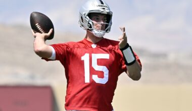 Fernando Mendoza learning to play from under center for the first time in the NFL