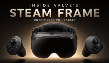 Steam Frame VR headset prototype showing standalone design