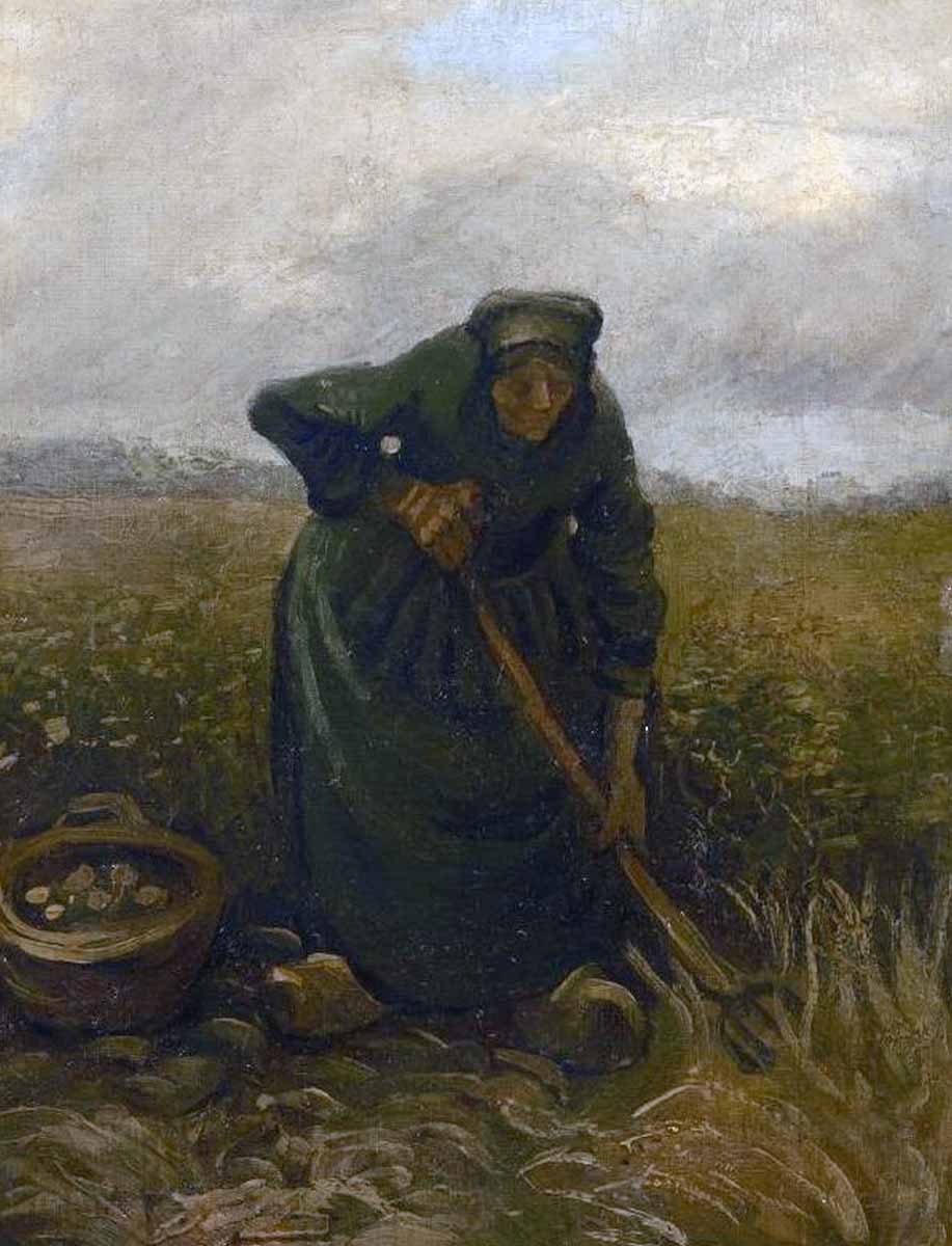 van gogh woman lifting potatoes