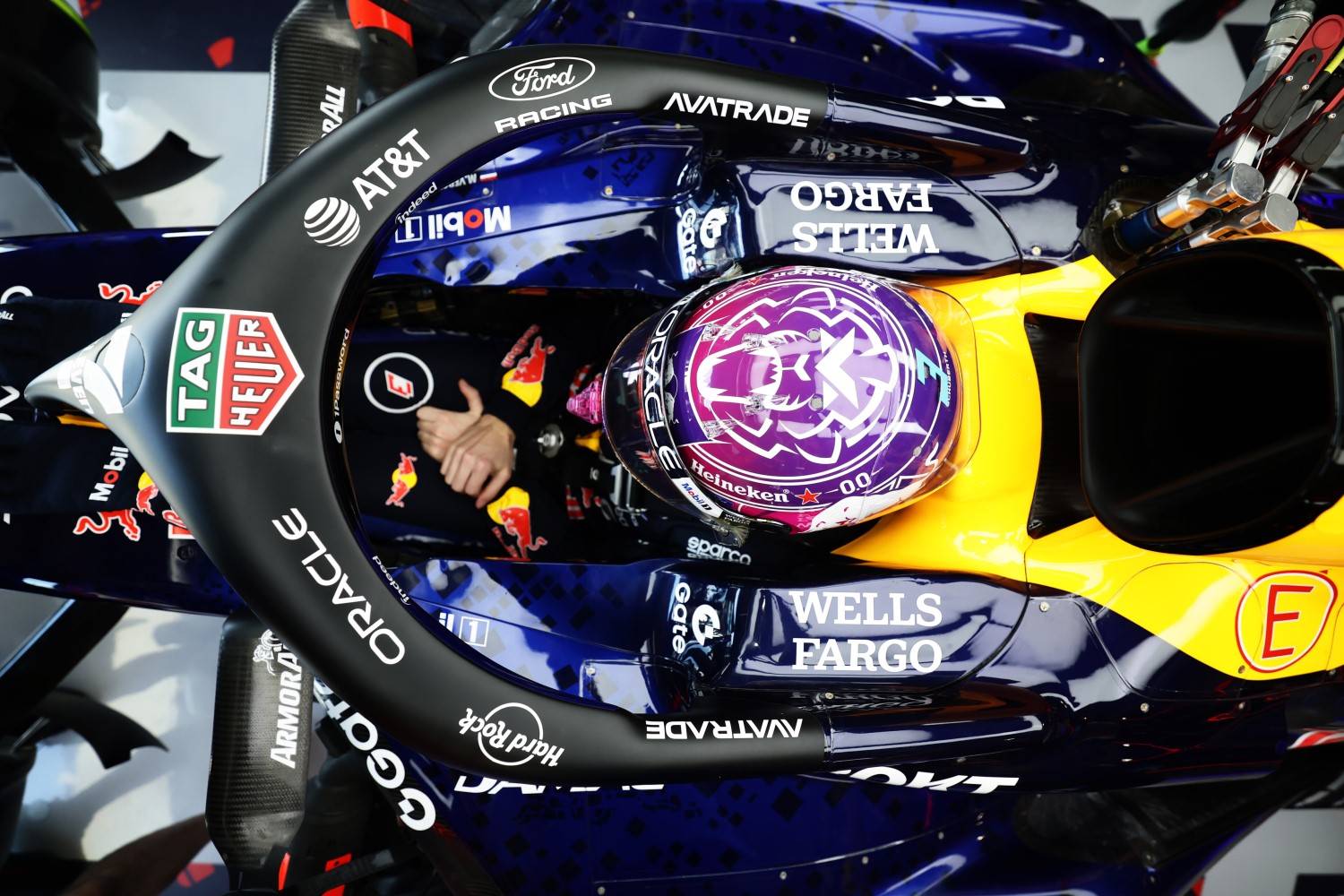 Max Verstappen of the Netherlands and Oracle Red Bull Ford Racing prepares to drive in the garage prior to practice ahead of the F1 Grand Prix of Miami at Miami International Autodrome on May 01, 2026 in Miami, Florida. (Photo by Mark Thompson/Getty Images) // Getty Images / Red Bull Content Pool