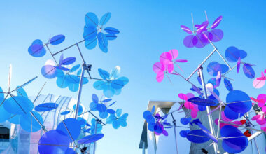 kinetic translucent discs form vincent leroy’s chromatic cloud installation in beijing