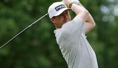 Hughes' shot hits cameraman in head, bounces onto green at …