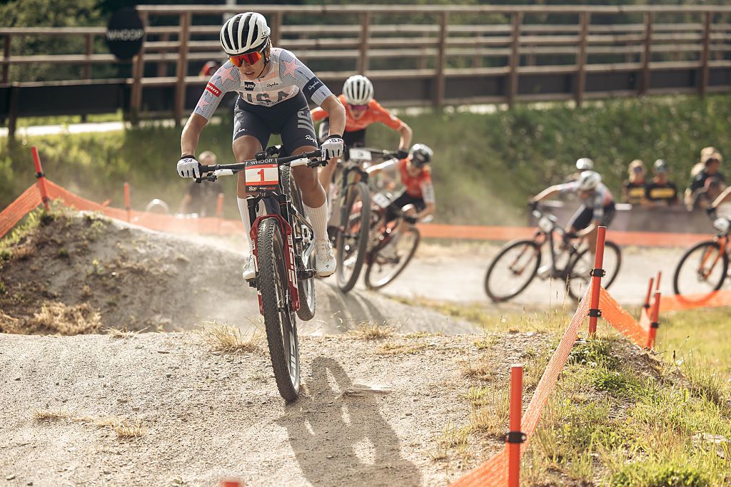 NOVE MESTO, CZECH REPUBLIC - MAY 22: Makena Kellerman of United States competes in the UCI Mountain Bike World Championships Cross Country XCC Women U23 on May 22, 2026 in NOVE MESTO, Czech Republic. (Photo by Piotr Staron/Getty Images)