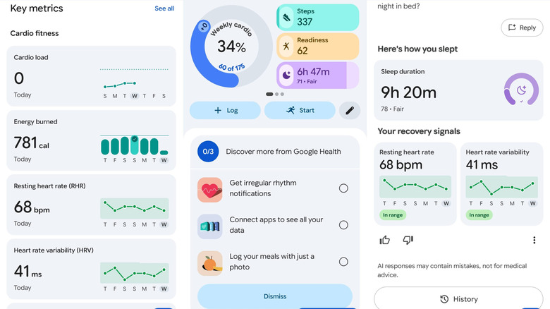 Screenshots of Google Health