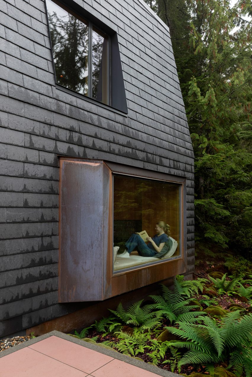 Window seat at Whistler Hideaway cabin in Vancouver by Bricault Design