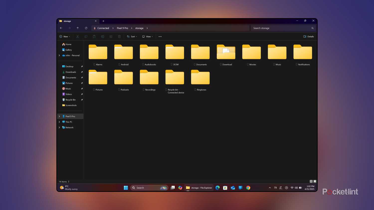 Windows 11 showing a mobile device in File Explorer.