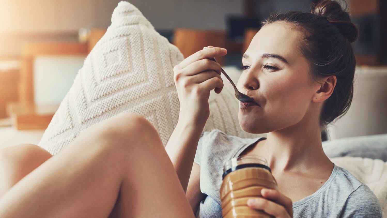 woman eating protein