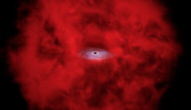 An artist's concept of the X-ray bright little red dot (XRD) dubbed 3DHST-AEGIS-12014. Credit: NASA/CXC/SAO/M. Weiss; adapted by K. Arcand &amp; J. Major