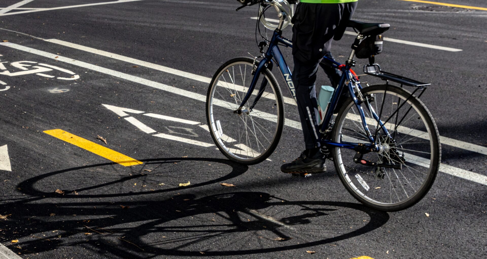 Person on a bike on two-way bike path