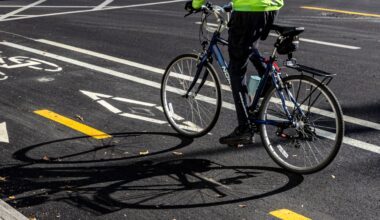Person on a bike on two-way bike path