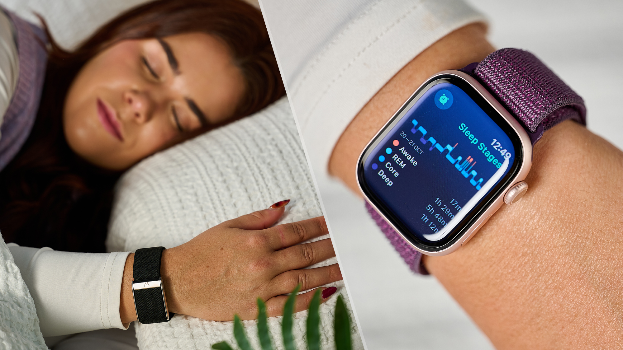 Sleep tech writer Eve Davis wears an Apple Watch in bed to track her sleep