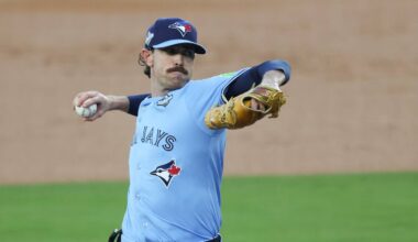 Oct 28, 2025; Los Angeles, California, USA; Toronto Blue Jays pitcher Shane Bieber (57) pitches during the first inning against the Los Angeles Dodgers during game four of the 2025 MLB World Series at Dodger Stadium. Mandatory Credit: Kiyoshi Mio-Imagn Images