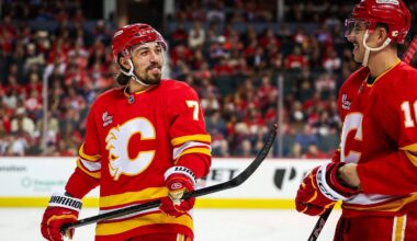 Feb 4, 2026; Calgary, Alberta, CAN; Calgary Flames left wing Ryan Lomberg (70) during the third period against the Edmonton Oilers at Scotiabank Saddledome. Mandatory Credit: Sergei Belski-Imagn Images