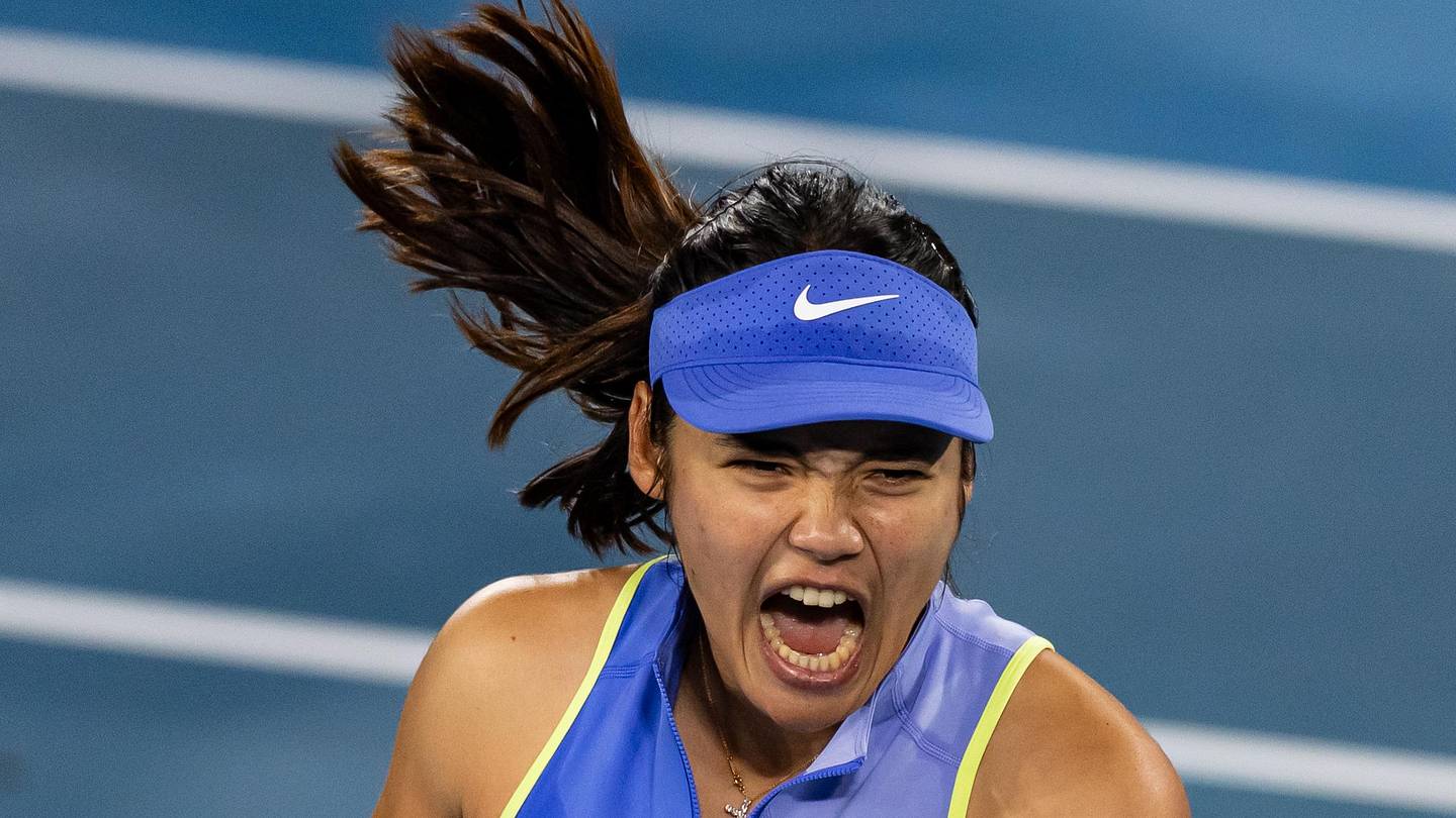 Emma Raducanu reacts to a point
