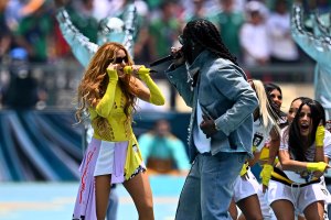 Shakira and Burna Boy perform during the Opening Ceremony ahead of the FIFA World Cup 2026 Group A match between Mexico and South Africa at Mexico City Stadium on June 11, 2026 in Mexico City, Mexico.