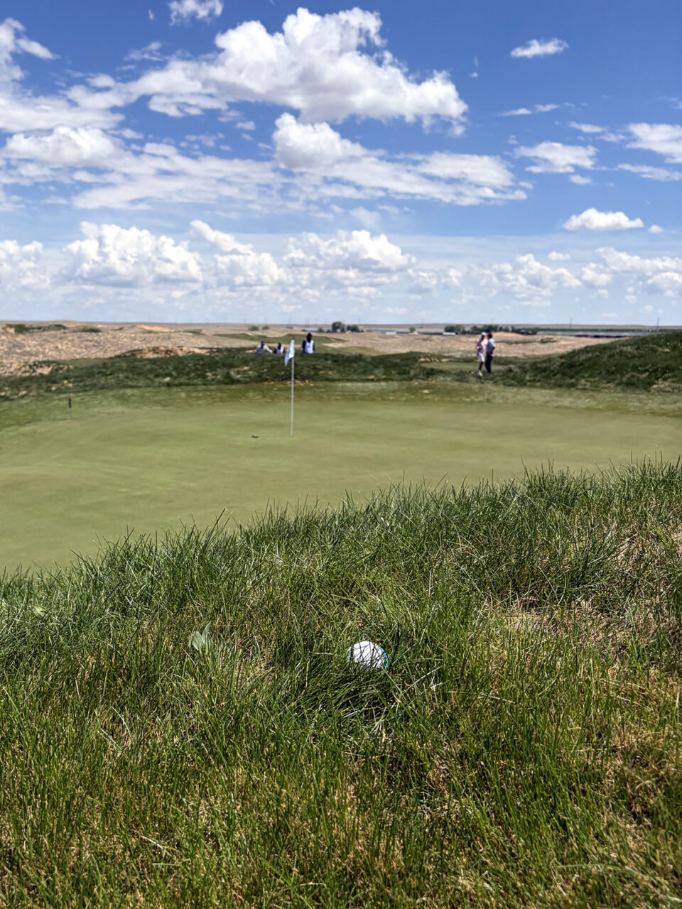 A ball in the rough at the second hole at Rodeo Dunes in Roggen, Colorado