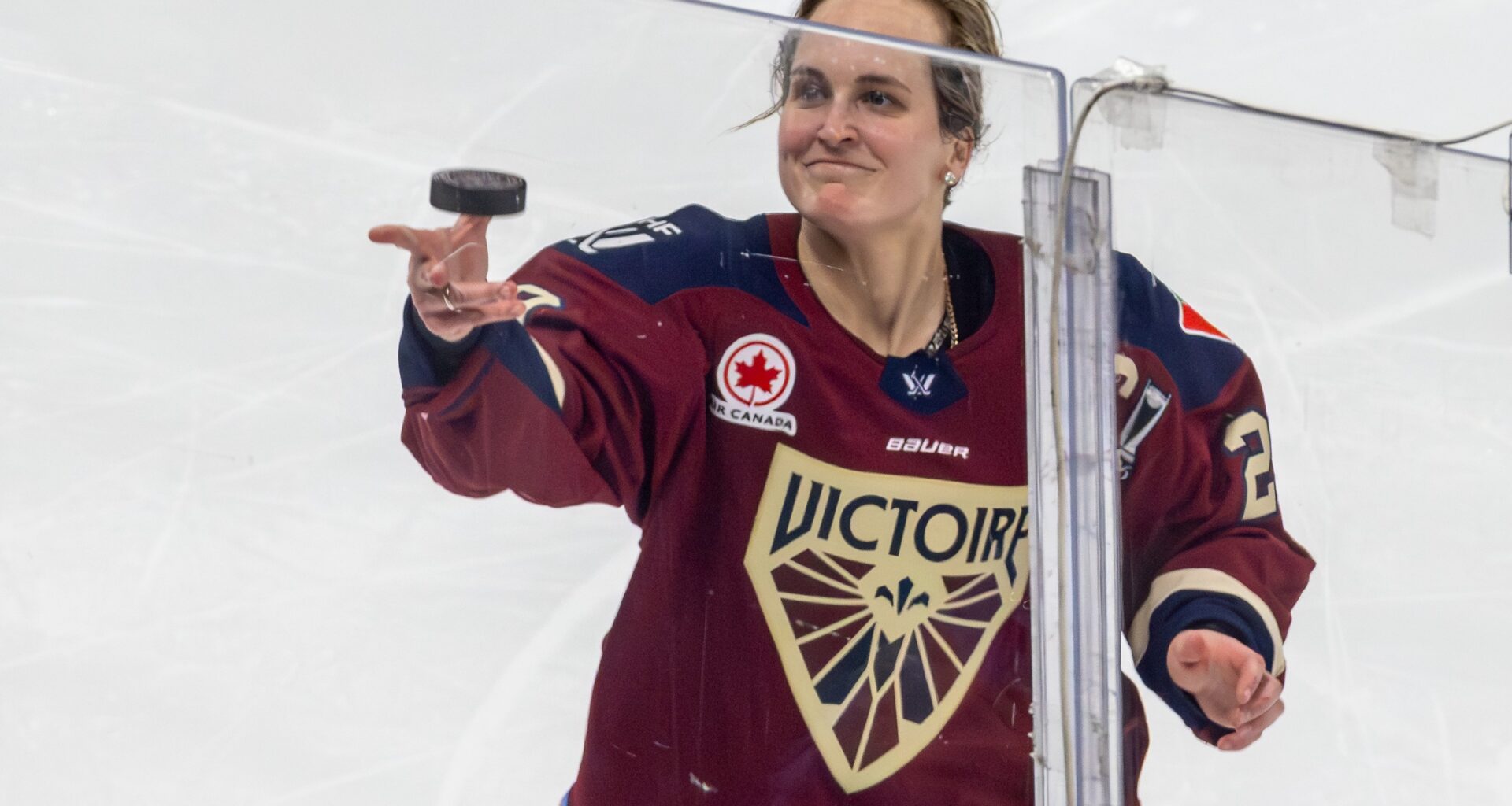 Montreal Victoire Marie-Philip Poulin scored the game winning goal in the 3rd overtime period against the Minnesota Frost in their 1-0 playoff win at Place Bell in Laval on Tuesday May 5, 2026.