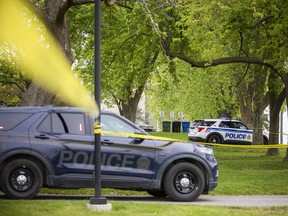 Ottawa police cordoned off a large section of Mooney's Bay Park and Beach after a stabbing sent two people to hospital Saturday night