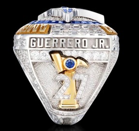 One side of the Toronto Blue Jays' 2025 American League championship ring.