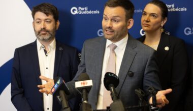 Parti Québécois Leader Paul St-Pierre Plamondon speaks about the party
