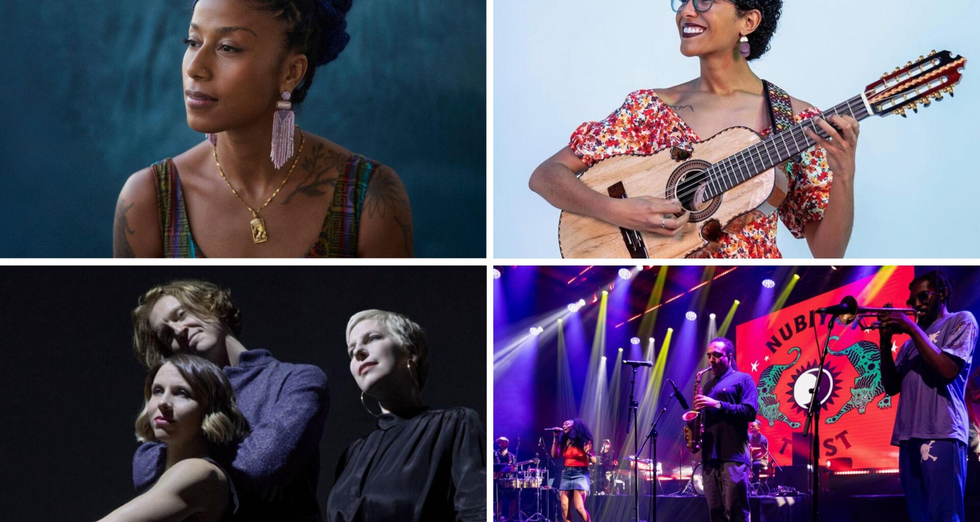 Four photos of music artists.